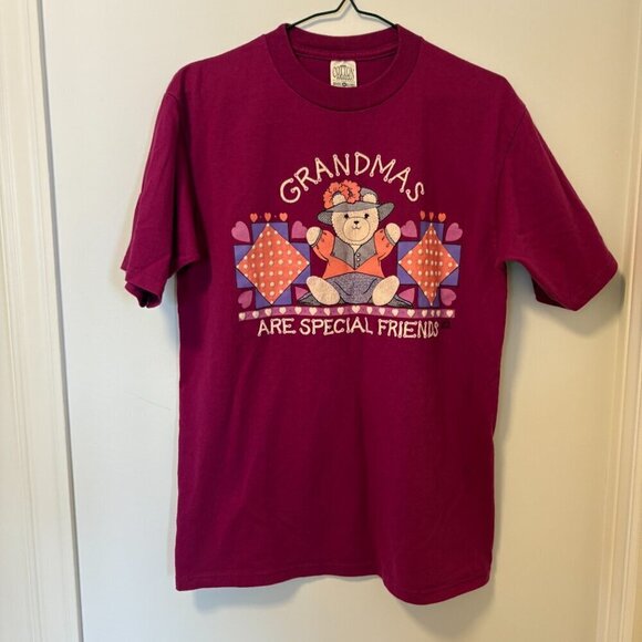Vintage 1994 T-Shirt "Grandma's are Special Friends" Made in USA Size M Maroon - Picture 2 of 9